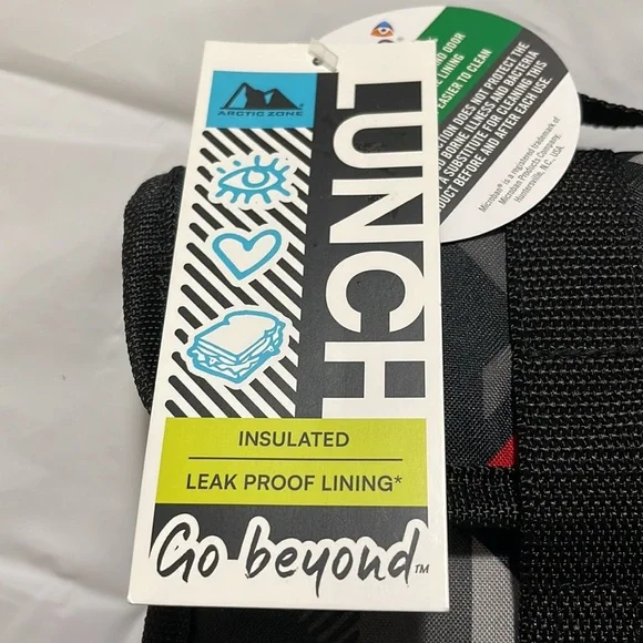 NWT Insulated Lunch Bag Black,abstract Fold Down Arctic Zone - Picture 2 of 8